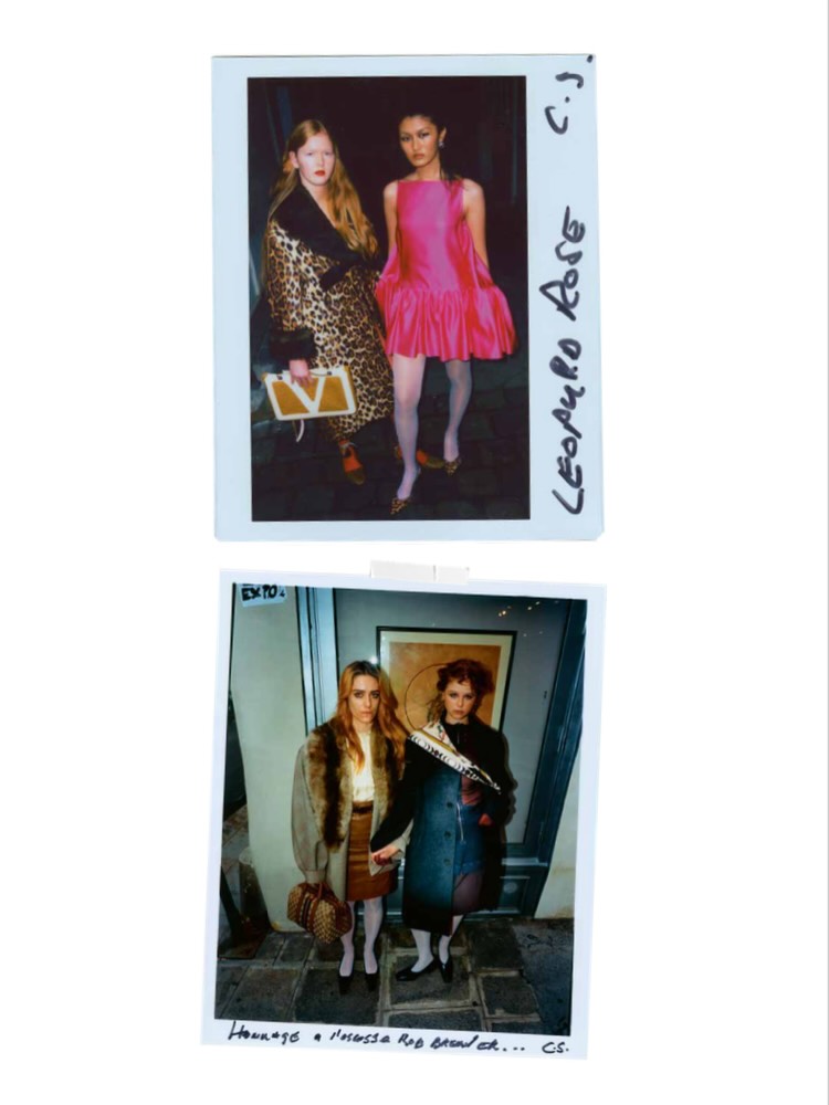 Editorial-Seite aus dem Crash Magazine Nummer 107 mit Polaroids, darunter Miriam Rochholz im Leopardenmantel